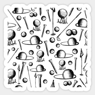 Golfing Black and White Sticker